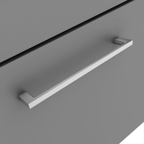Arezzo 600 Matt Grey Wall Hung 1 Drawer Vanity Unit with Chrome Handle - Image 5