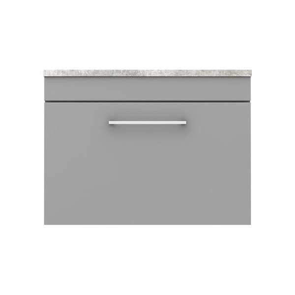 Arezzo Wall Hung Countertop Vanity Unit   Matt Grey   600mm with Bellato Grey Worktop & Chrome Handle - Image 2