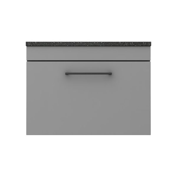 Arezzo Wall Hung Countertop Vanity Unit   Matt Grey   600mm with Black Worktop & Matt Black Handle - Image 2