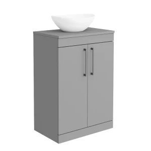 Arezzo Countertop Basin Unit   Grey with Black Handles   600mm inc. Basin