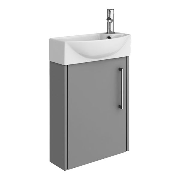 Arezzo Matt Grey 450mm 1TH Wall Hung Cloakroom Vanity Unit - Image 2