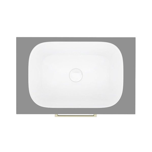 Arezzo Wall Hung Countertop Basin Unit   Grey with Brushed Brass Handle   600mm inc. Basin - Image 7