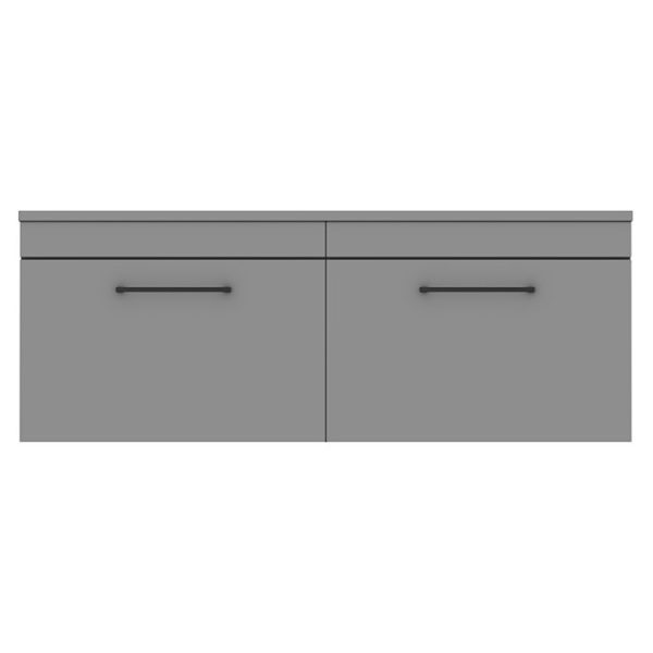 Arezzo Matt Grey Wall Hung Double Countertop Vanity Unit (1200mm w. Matt Black Handles) - Image 2