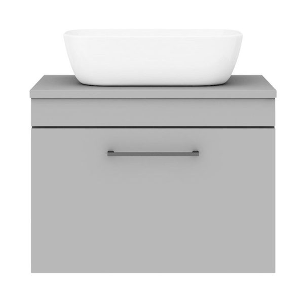 Arezzo Wall Hung Countertop Basin Unit   Grey with Black Handle   600mm inc. Basin - Image 6