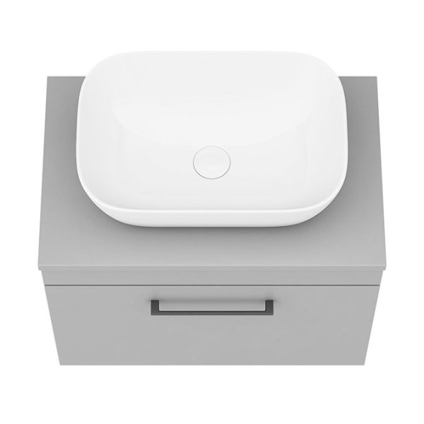 Arezzo Wall Hung Countertop Basin Unit   Grey with Black Handle   600mm inc. Basin - Image 2
