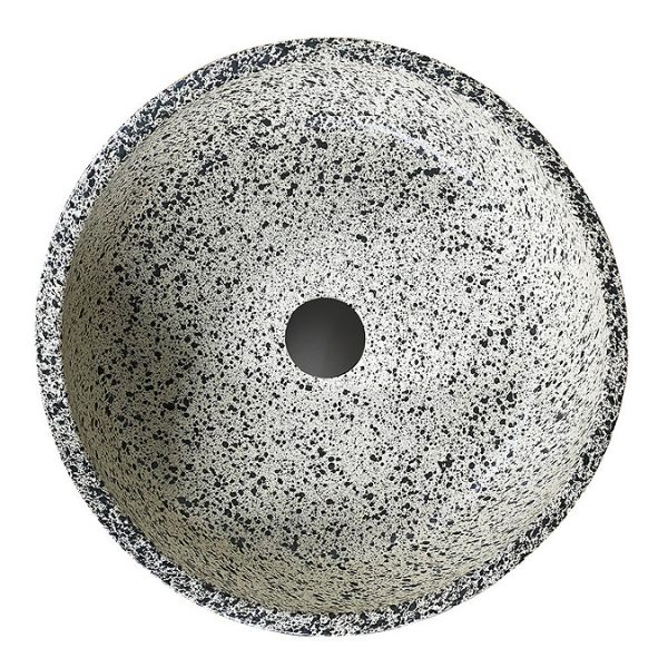 Monza Graphite Oak Wall Hung Countertop Vanity Unit   500mm 2 Drawer with Speckled Stone Effect Round Basin - Image 2