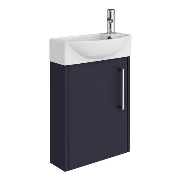 Arezzo Matt Blue 450mm 1TH Wall Hung Cloakroom Vanity Unit - Image 2