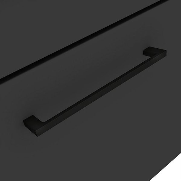 Arezzo 600 Matt Black Wall Hung 2 Drawer Vanity Unit with Matt Black Slimline Basin + Handles - Image 3