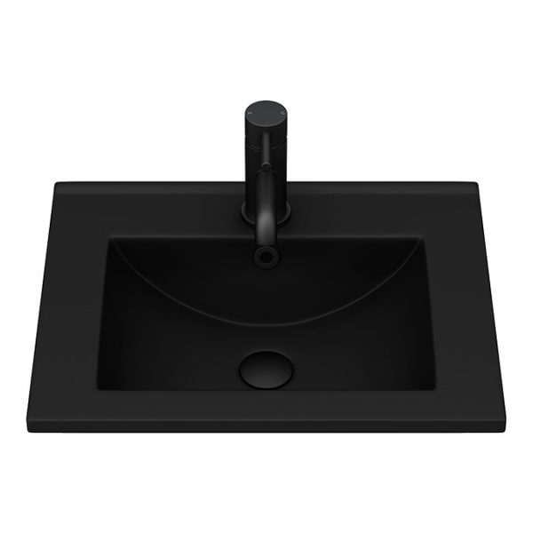Arezzo 500 Matt Black Floor Standing Vanity Unit with Matt Black Slimline Basin + Handles - Image 2