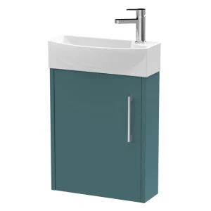 Arezzo Matt Teal Green 450mm 1TH Wall Hung Cloakroom Vanity Unit