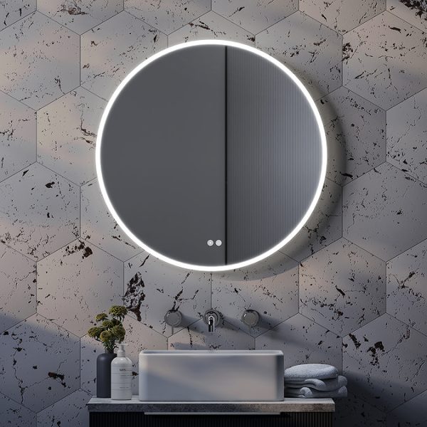 Arezzo 600mm Round Colour Changing LED Illuminated Bathroom Mirror with Bluetooth + Anti Fog - Image 2