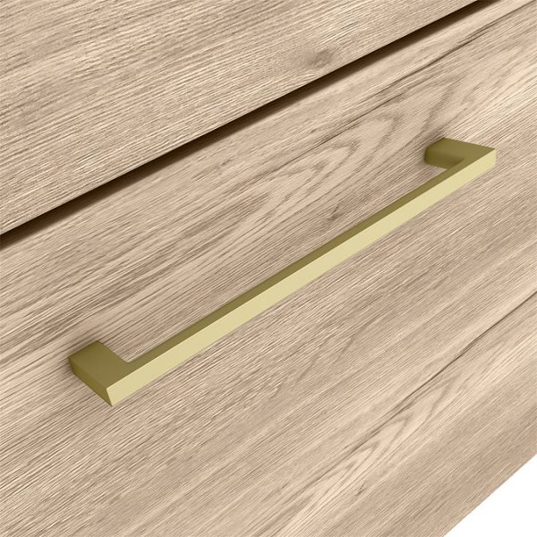 Arezzo 600 Rustic Oak Wall Hung 2 Drawers Vanity Unit with Brushed Brass Handles - Image 4