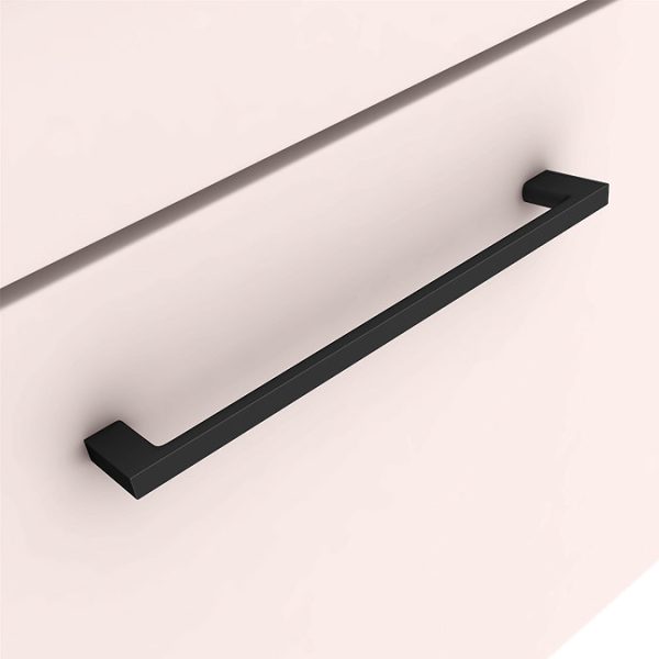 Arezzo Wall Hung Countertop Vanity Unit   Matt Pink   500mm with Matt Black Handle - Image 2
