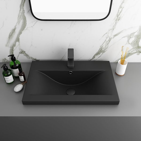 Arezzo Wall Hung Vanity Unit   Matt Pink   600mm Black Basin - Image 2