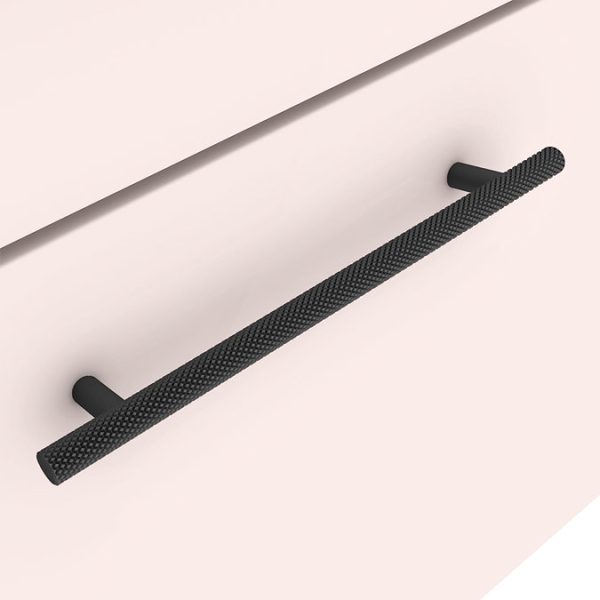 Arezzo Wall Hung Countertop Basin Unit   Pink with Industrial Style Black Handle   600mm inc. Black Basin - Image 3