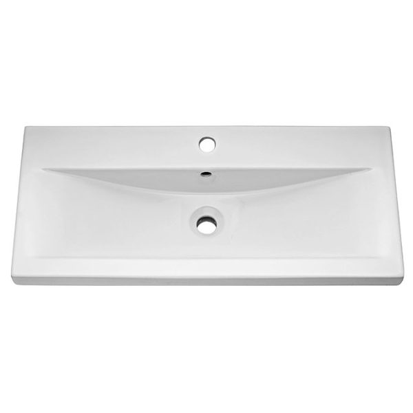 Arezzo Wall Hung Vanity Unit   Matt Pink   800mm with Industrial Style Black Handle - Image 3