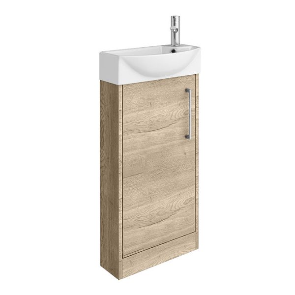 Arezzo Rustic Oak 450mm 1TH Floor Standing Cloakroom Vanity Unit - Image 2