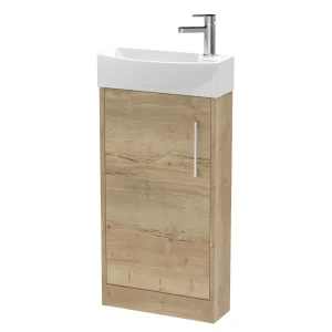 Arezzo Rustic Oak 450mm 1TH Floor Standing Cloakroom Vanity Unit