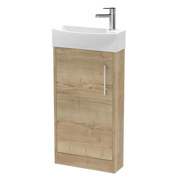 Arezzo Rustic Oak 450mm 1TH Floor Standing Cloakroom Vanity Unit