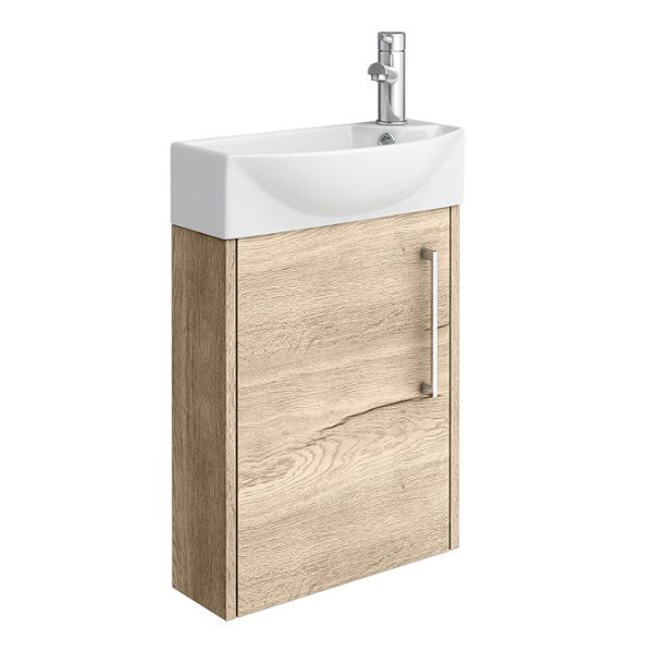 Arezzo Rustic Oak 450mm 1TH Wall Hung Cloakroom Vanity Unit - Image 2