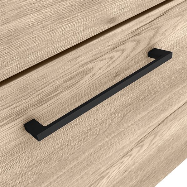 Arezzo 600 Rustic Oak Wall Hung 2 Drawers Vanity Unit with Matt Black Handles - Image 2