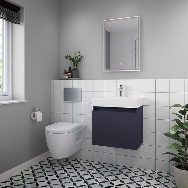 Arezzo Slim Wall Hung Vanity Unit   Matt Blue   500 x 300mm - Image 2