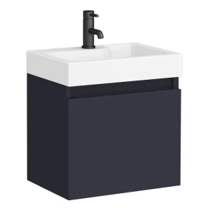 Arezzo Slim Wall Hung Vanity Unit   Matt Blue   500 x 300mm