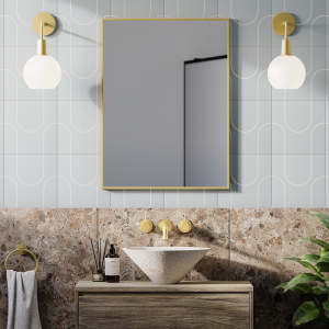 Arezzo Brushed Brass Square Edge Framed Bathroom Mirror   800 x 600mm