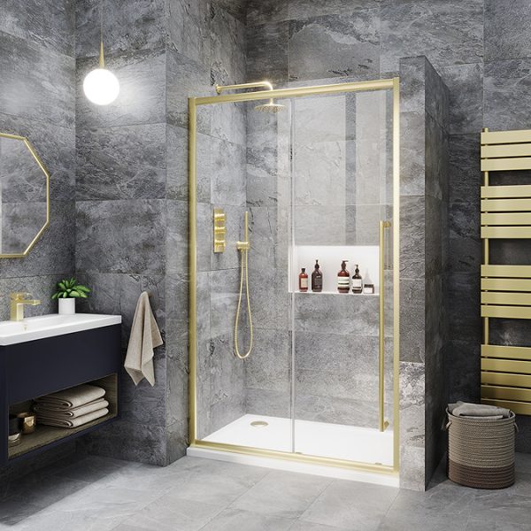 Arezzo Brushed Brass 1600 x 500 Heated Towel Rail - Image 3