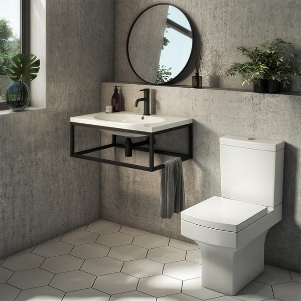 Arezzo Square Close Coupled Toilet + Soft Close Seat - Image 4