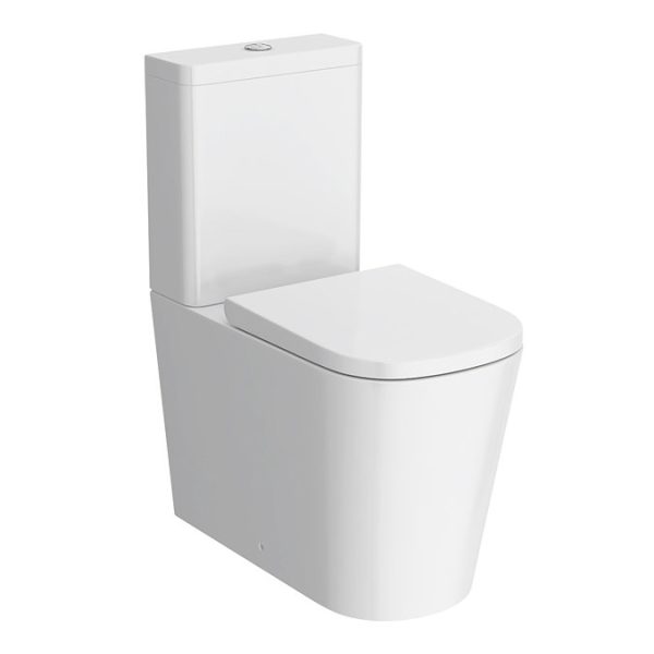 Arezzo Square BTW Close Coupled Rimless Toilet with Soft Close Seat - Image 6