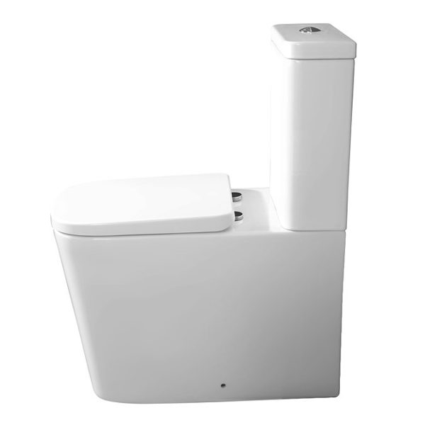 Arezzo Square BTW Close Coupled Rimless Toilet with Soft Close Seat - Image 3