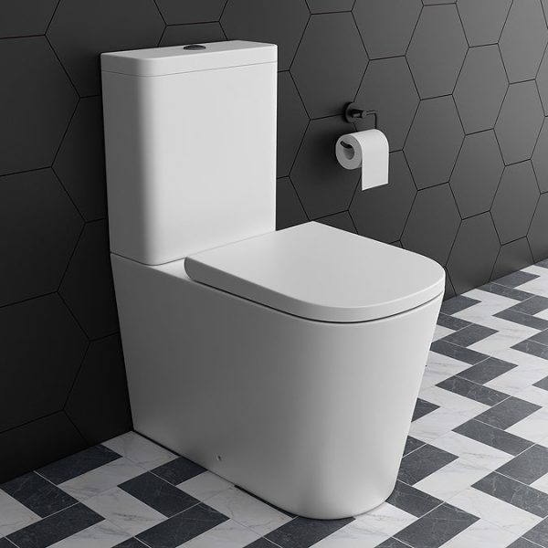 Arezzo Square Short Projection BTW Close Coupled Rimless Toilet - Image 4