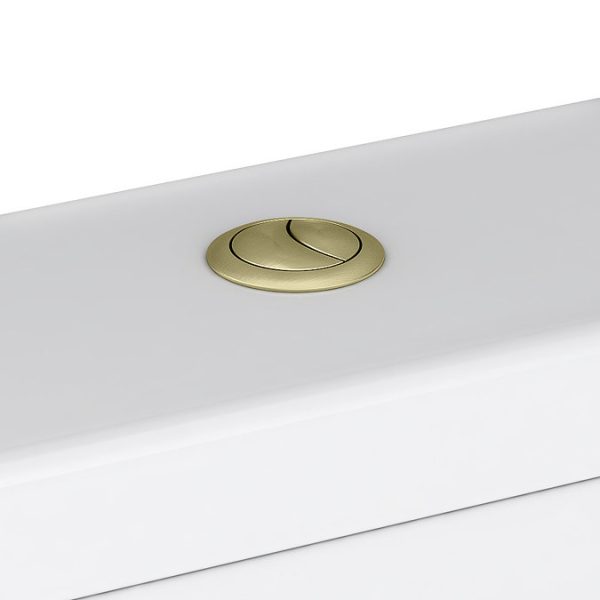 Arezzo Square BTW Close Coupled Rimless Toilet with Soft Close Seat (Brushed Brass Flush + Hinges) - Image 4