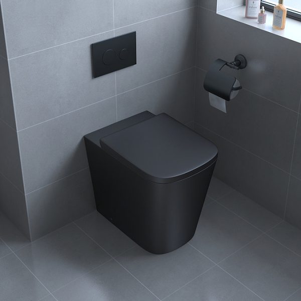Arezzo Square BTW Rimless Toilet with Soft Close Seat Matt Black - Image 4