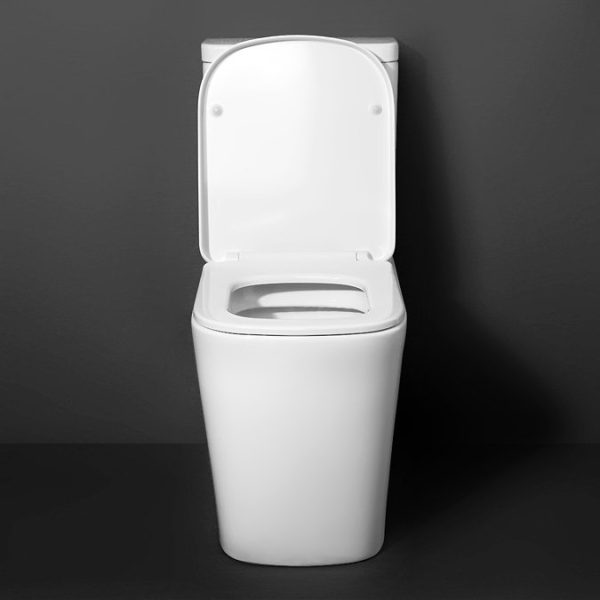 Arezzo Square BTW Close Coupled Rimless Toilet with Soft Close Seat - Image 4