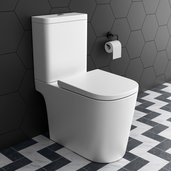 Arezzo Square Close Coupled Rimless Toilet with Soft Close Seat