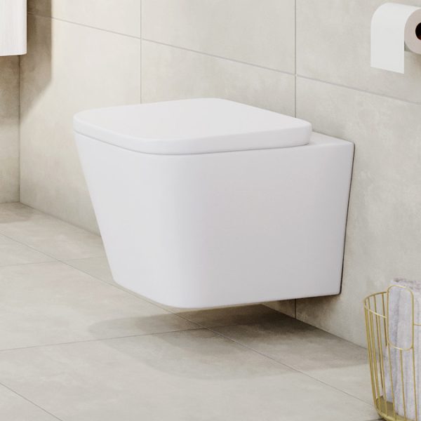 Arezzo Square Wall Hung Rimless Toilet incl. Soft Close Seat - Image 7