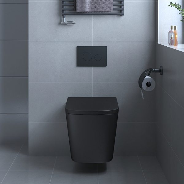 Arezzo Square Wall Hung Rimless Toilet incl. Soft Close Seat Matt Black - Image 4