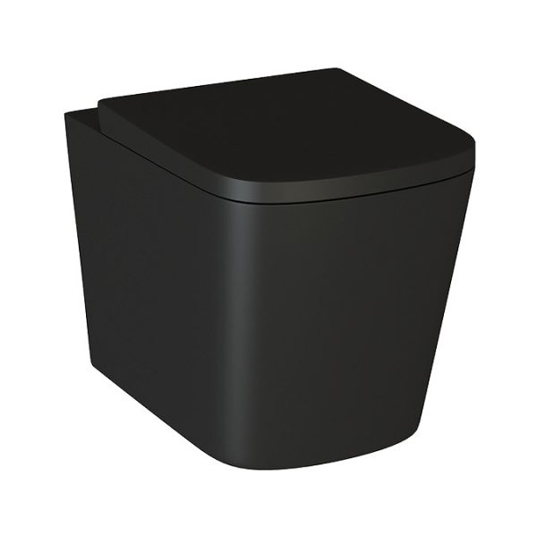 Arezzo Square Wall Hung Rimless Toilet incl. Soft Close Seat Matt Black - Image 5