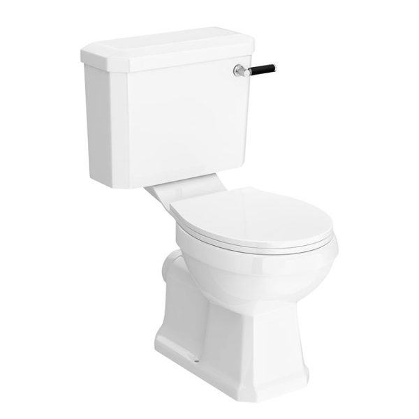 Arezzo Traditional Toilet with Chrome + Matt Black Lever - Image 2