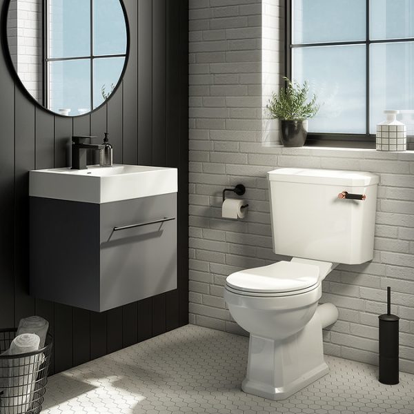 Arezzo Traditional Toilet with Rose Gold and Matt Black Lever - Image 5