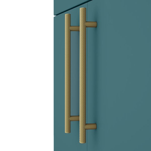 Arezzo Floor Standing Vanity Unit   Matt Teal Green   500mm with Industrial Style Brushed Brass Handles - Image 2