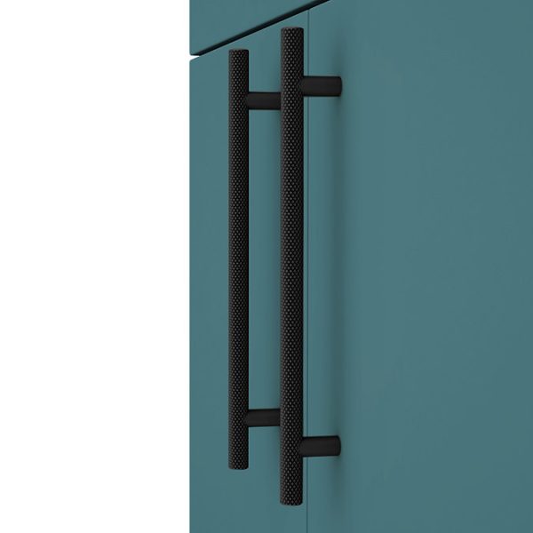 Arezzo Floor Standing Vanity Unit   Matt Teal Green   500mm with Industrial Style Black Handles - Image 2