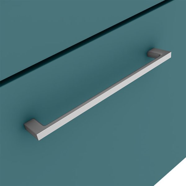 Arezzo Wall Hung Vanity Unit   Matt Teal Green   500mm 1 Drawer with Chrome Handle - Image 2