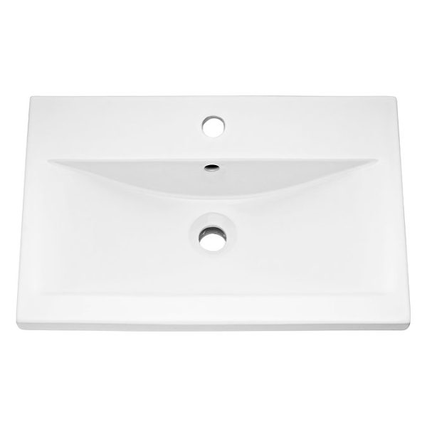 Arezzo 600 Matt Teal Green Floor Standing Vanity Unit with Matt Black Handles - Image 3