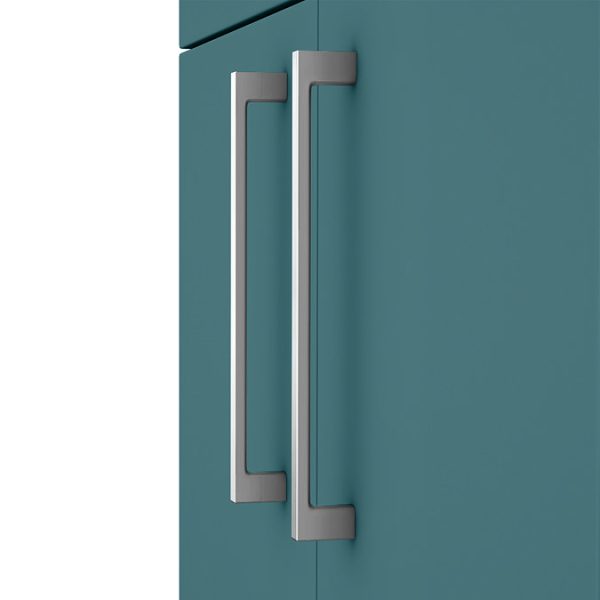 Arezzo 600 Matt Teal Green Floor Standing Vanity Unit with Chrome Handles - Image 2