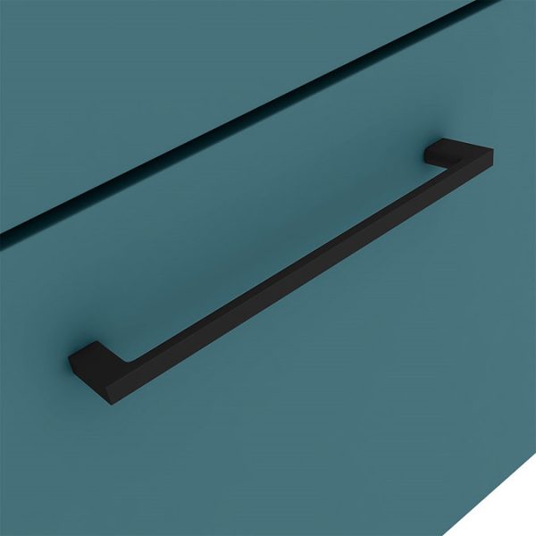 Arezzo Wall Hung Vanity Unit   Matt Teal Green   600mm 1 Drawer with Matt Black Handle - Image 2
