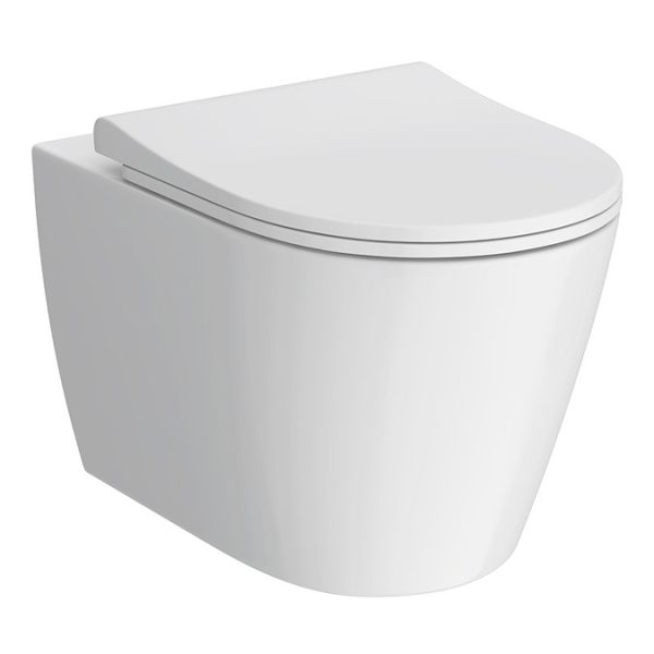 Arezzo Rimless Wall Hung Toilet (incl. Slim Soft Close Seat with Matt Black Hinges) - Image 3