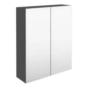 Brooklyn 600mm Gloss Grey Bathroom Mirror Cabinet   2 Door